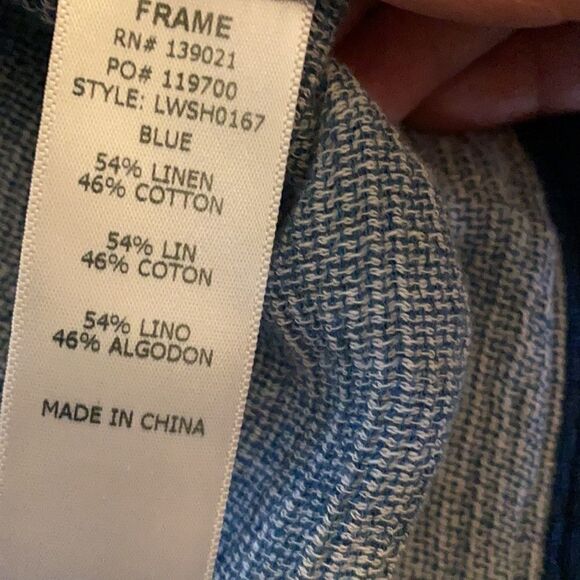 Frame blue rolled cuff sleeves navy piping size S - Picture 12 of 13